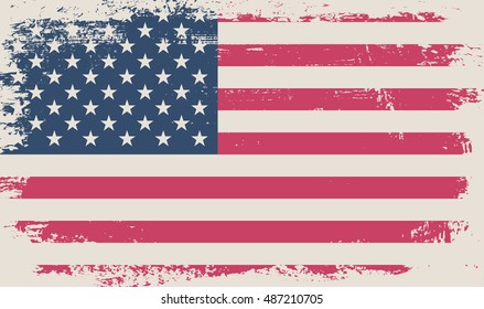 Grunge USA flag.Old American flag.Vector template.