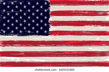 Grunge USA flag. American flag in grunge style.