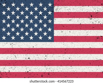Grunge USA flag. American flag with grunge texture. Vector flag of USA.