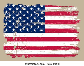 Grunge USA flag. American flag with grunge texture. Vector template.