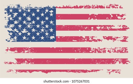 Grunge USA flag. American flag with grunge texture.Vector template.
