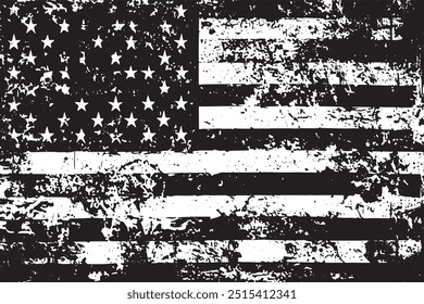 Bandeira Grunge USA com uma textura angustiada, oferecendo um olhar desgastado e robusto para desenhos e fundos.