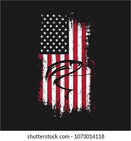 Grunge USA Flag Fishing Vector Shirt Printing