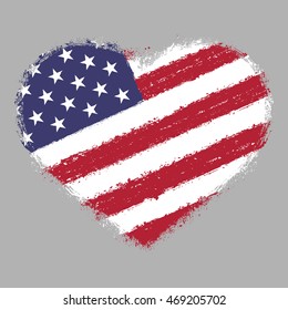 Grunge USA flag in heart shape