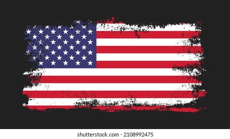 Grunge USA flag. Isolated on black background. Vector illustration