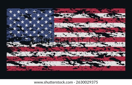 Grunge USA flag isolated on black background.