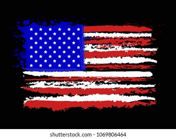 Grunge USA flag on black background