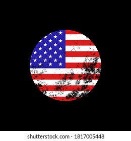 Grunge USA Flagge auf schwarzem Hintergrund. Vektorgrafik
