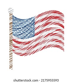 grunge usa flag on pole