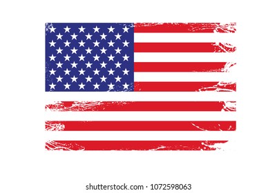 Grunge USA flag on white background. High resolution 