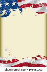 Bandera de EEUU. Grunge. Un afiche con un gran marco arañado y una bandera de Estados Unidos Grunge para tu publicidad.