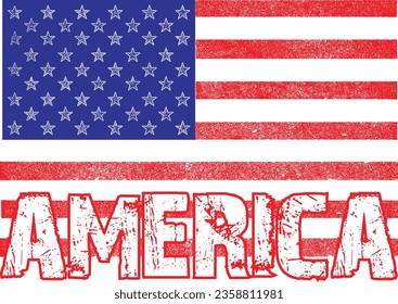 grunge USA flag with saying America