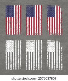 grunge USA flag set vector, grunge, flag, silhouette, independence, July, 4th of July, 4th July, flag silhouette