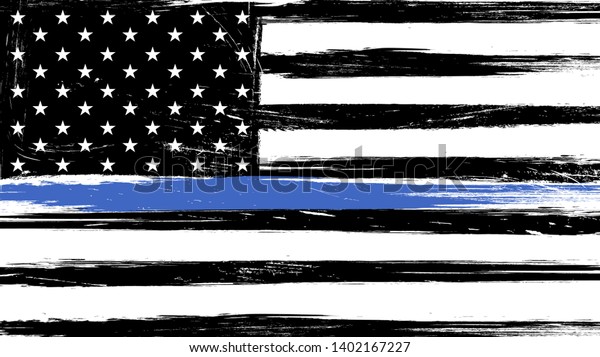 Grunge Usa Flag Thin Blue Line Stock Vector (Royalty Free) 1402167227 ...