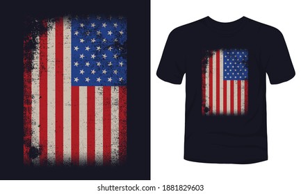 "Grunge USA flag" t-shirt template.