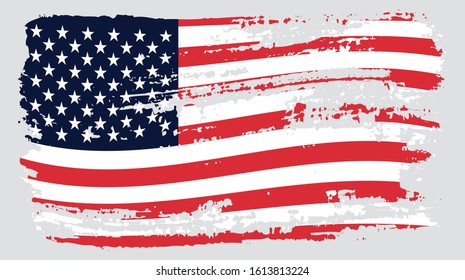 Grunge USA flag. Vector American Flag.