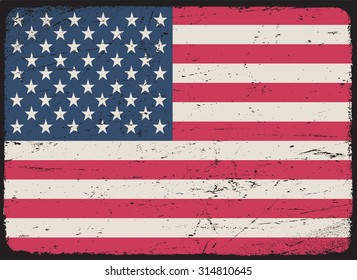 Grunge USA flag.Old vector American flag.
