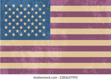 Grunge USA flag. Vintage american flag with grunge texture. Vector flag of USA.