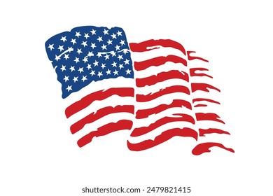 Grunge USA flag. Vintage American flag. Vector design.