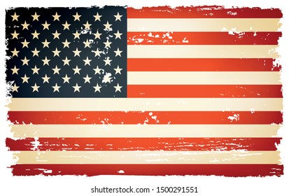 Grunge USA flag.Old vintage flag of United States.