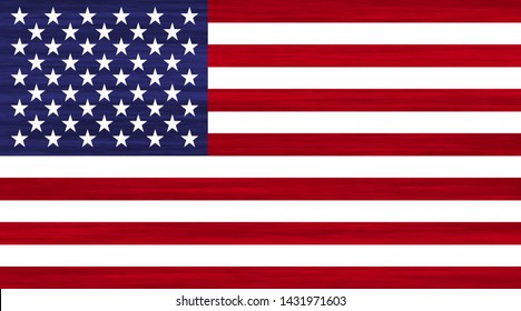 Grunge USA flag with white stars, red and blue stripes. American flag with cool grunge texture. Vector flag of USA in red blue white colores with grunge texture.