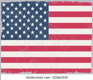 Grunge USA flag.American flag with grunge texture.Abstract vector template.