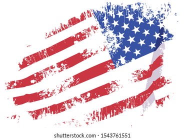 Grunge USA flag.American flag with grunge texture.Vector template Design USA