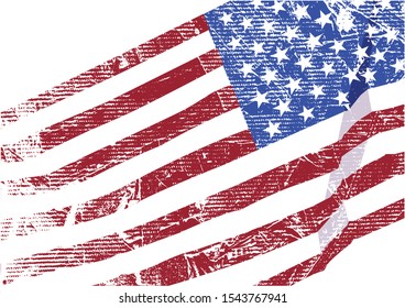 Grunge USA flag.American flag with grunge texture.Vector template Design USA