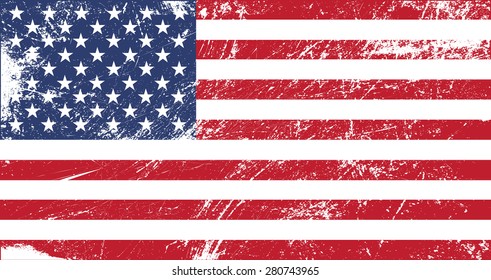 Grunge USA flag.American flag with grunge texture.Vector template.