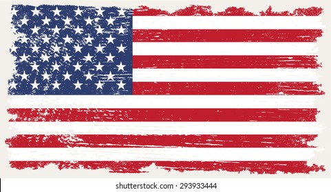 Grunge USA flag.American flag with grunge texture.Vector template.