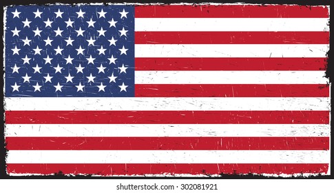 Grunge USA flag.American flag with grunge texture.Vector template.