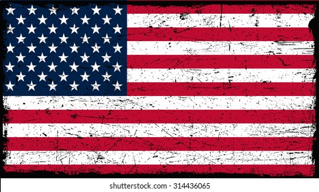 Grunge USA flag.American flag with grunge texture.Vector template.