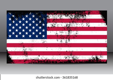 Grunge USA flag.American flag with grunge texture.Vector template.