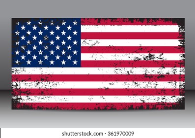 Grunge USA flag.American flag with grunge texture.Vector template.