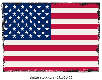 Grunge USA flag.American flag.Vector template.