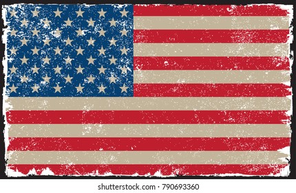 Grunge USA flag.American flag.Vector template.