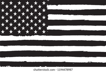 Grunge USA flag.Black and white American flag.