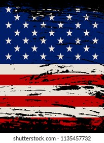 Grunge USA flag.Dirty American flag.Vector.