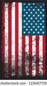 Grunge USA flag.Dirty American flag.Vector.