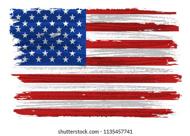 Grunge USA flag.Dirty American flag.Vector.