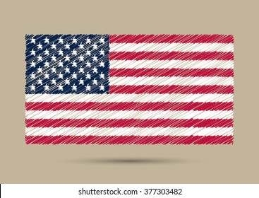 Grunge USA flag.Scribble American flag.Vector illustration.