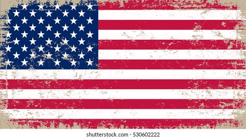 Grunge USA flag.Vector American flag.