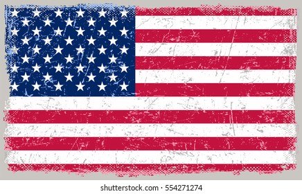 Grunge USA flag.Vector American flag.