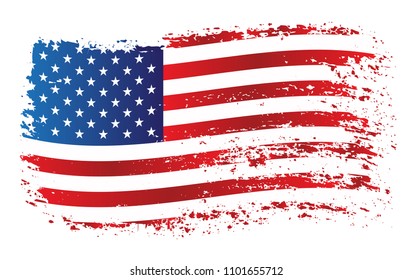 Grunge USA flag.Vintage American flag.Vector.