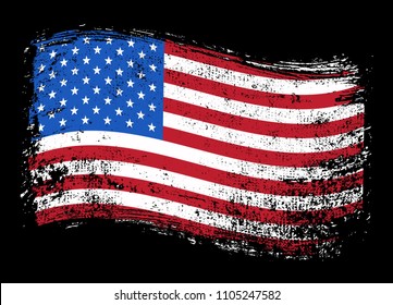 Grunge USA flag.Vintage American flag.Vector.