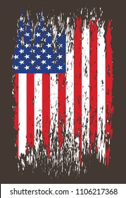 Grunge USA flag.Vintage American flag.Vector.