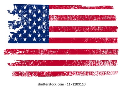 Grunge USA flag.Vintage American flag.Vector.