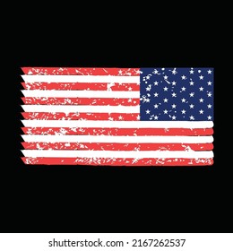 Grunge USA flag.Vintage American flag.Vector.