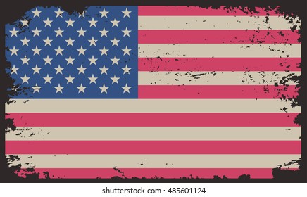 Grunge USA flag.Vintage American flag.Vector.