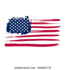 Grunge USA flag.Vintage American flag.Vector.